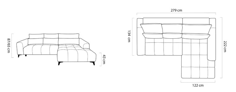 Sedacia súprava DESERT S – rozmery 279 x 222 cm, výška 87 cm, sed 43 cm